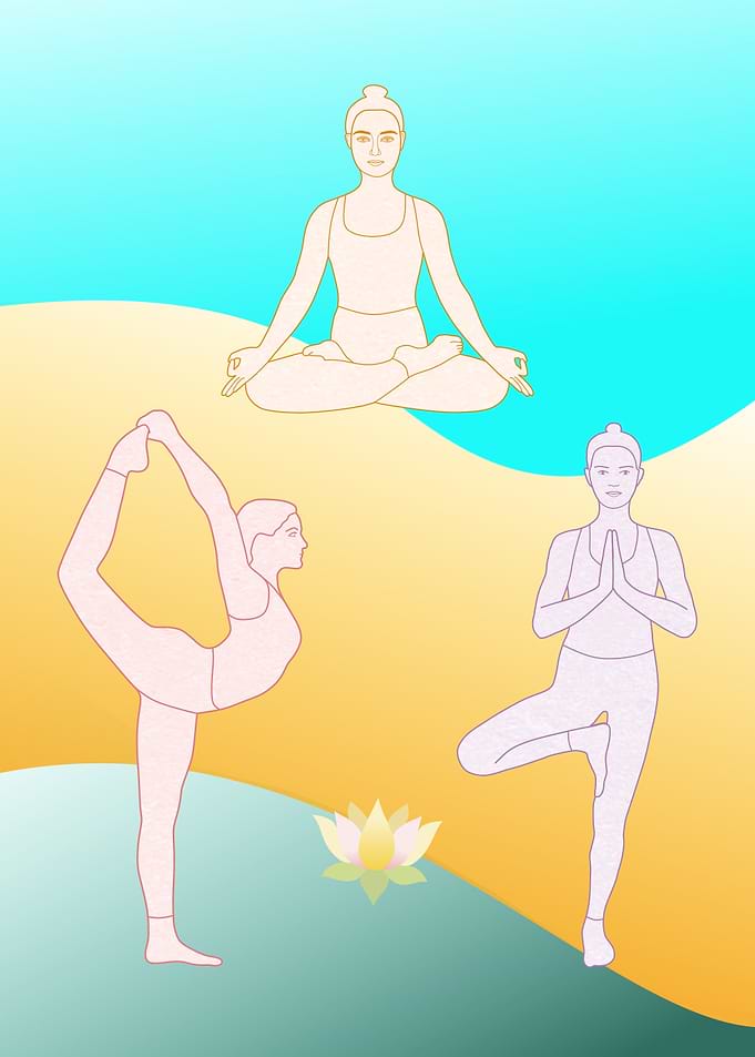 Yoga Poses with Lotus Flower