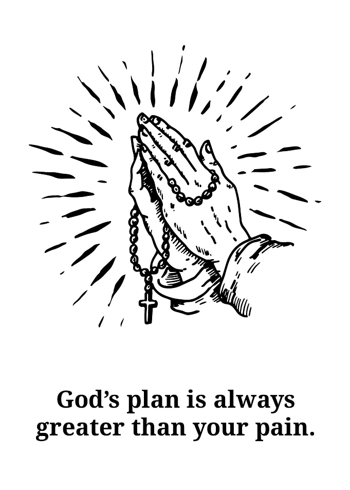 Praying Hands with Rosary and Divine Light