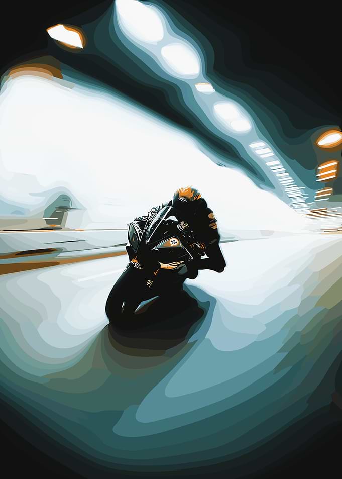 Motorcyclist in motion