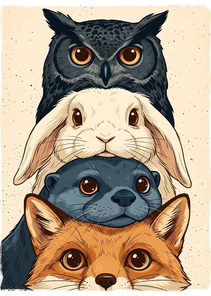 Stack of Cute Forest Animals
