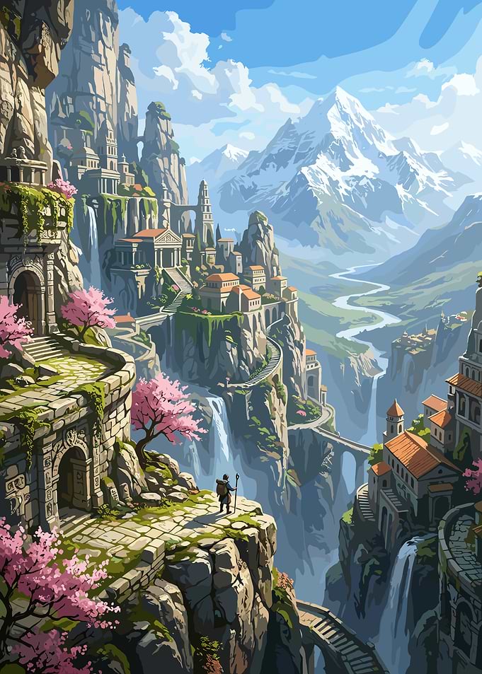 Fantasy City on a Cliffside