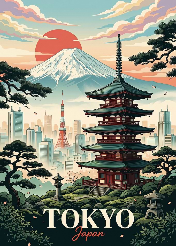 Tokyo Skyline with Mount Fuji