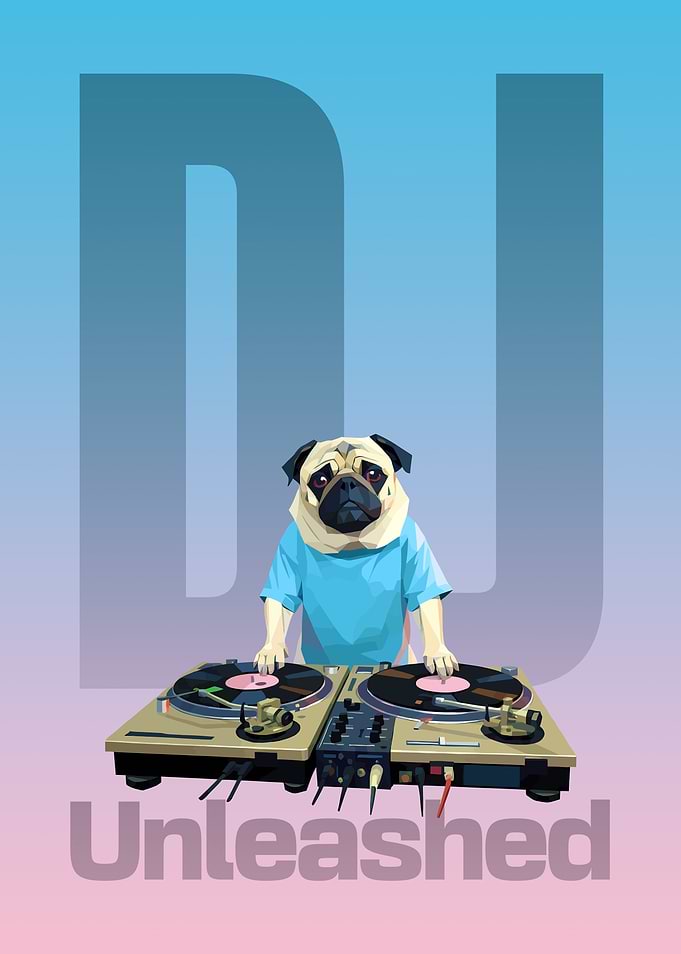 DJ Pug with Turntables