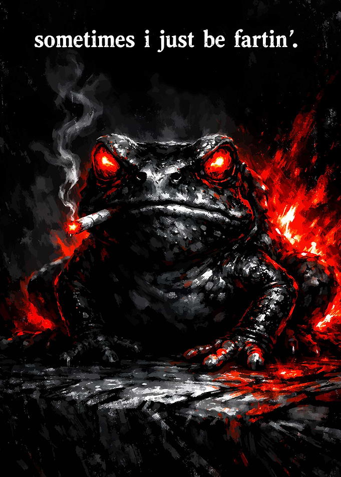 Smoking Frog with Fiery Eyes