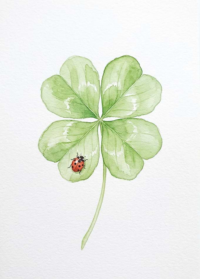 Four-leaf clover with ladybug