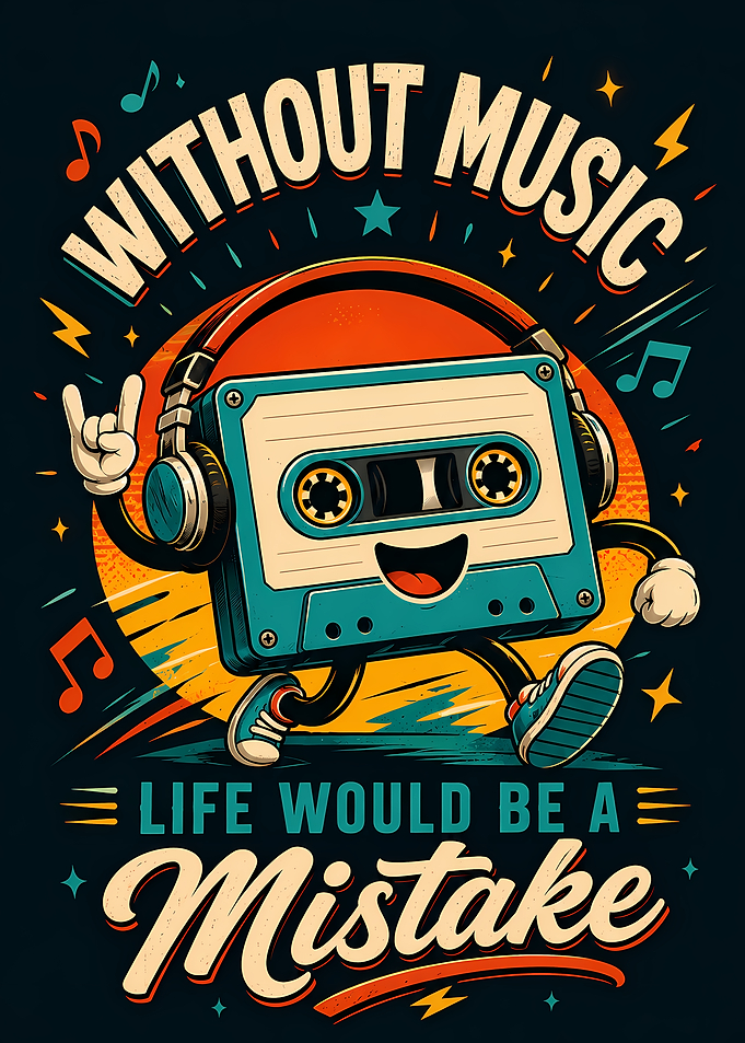 Retro Cassette Tape with Headphones