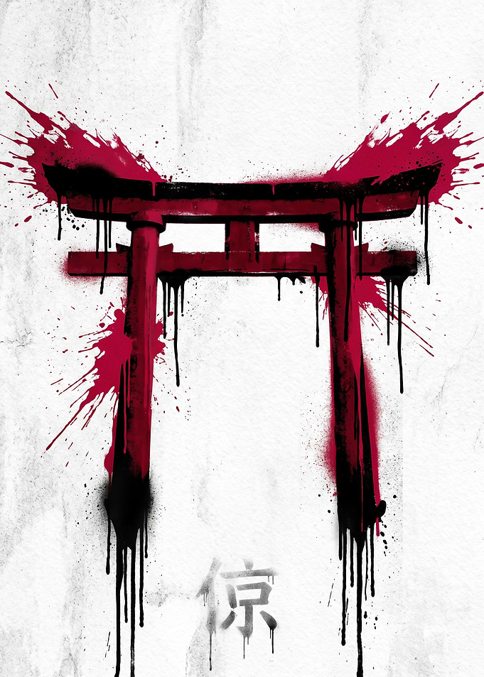 Graffiti Torii Gate with Japanese Kanji