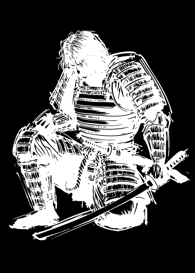 Samurai in Armor with Sword