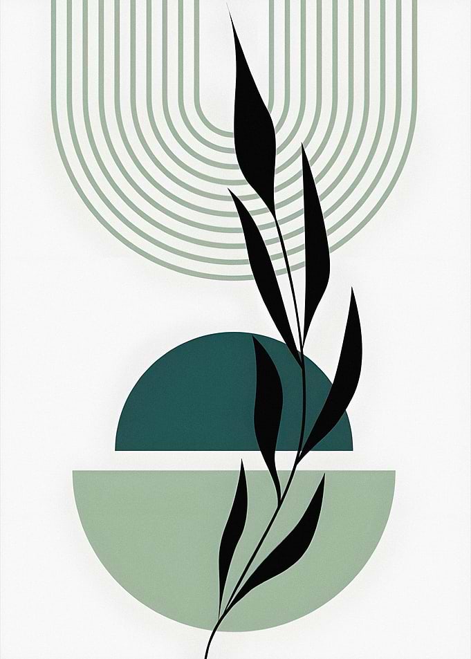 Abstract Botanical Mid-Century Modern Art
