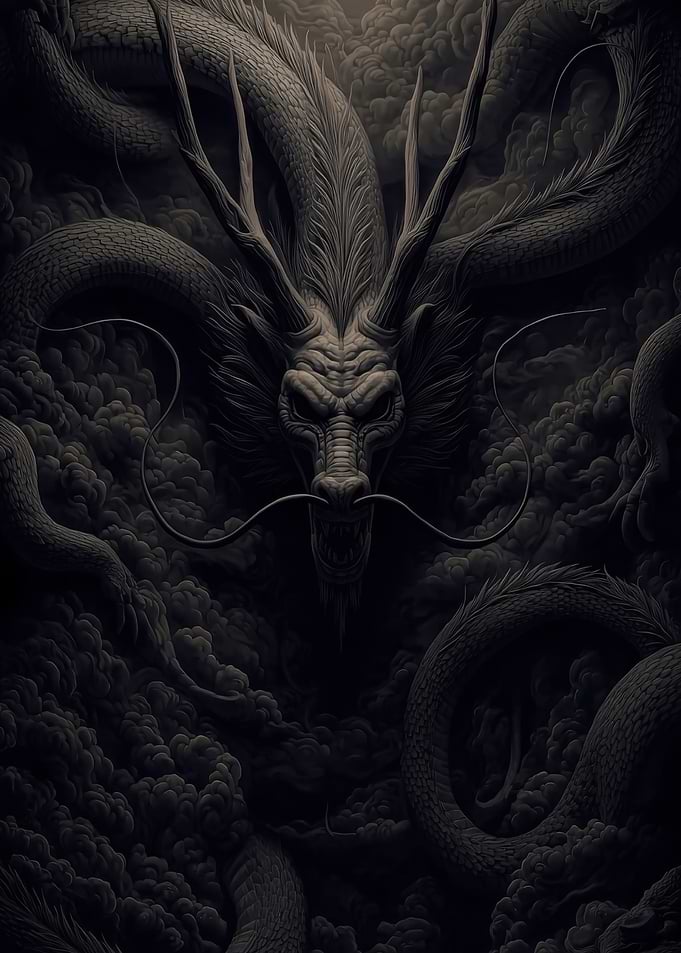 Dark Dragon in Clouds