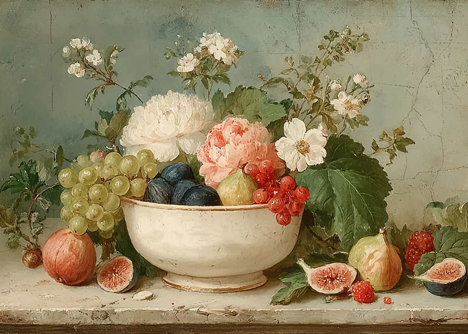 Still Life Fruit and Flowers