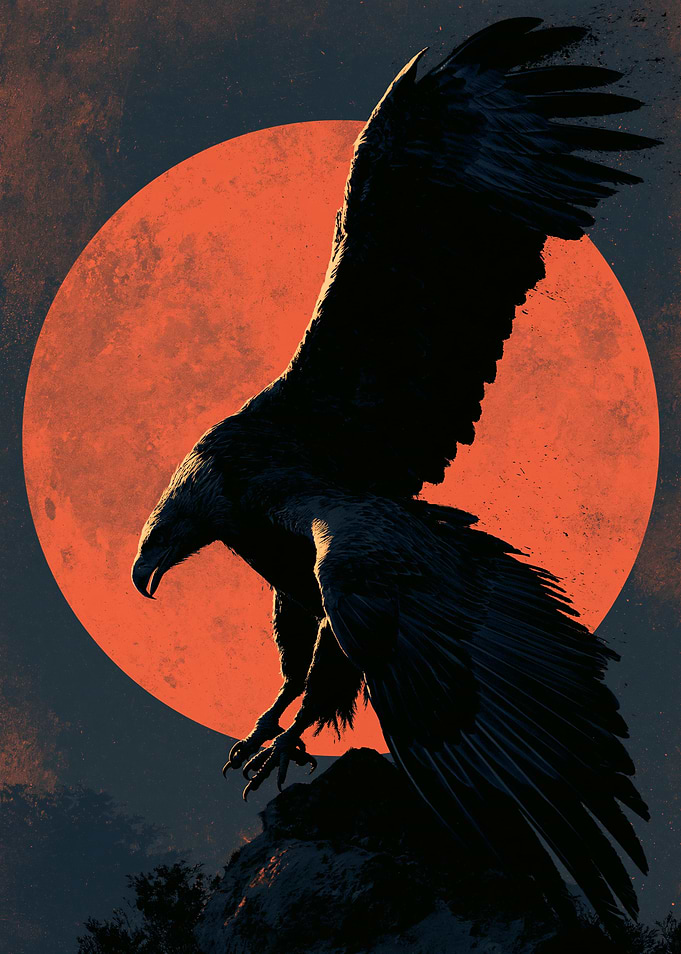 Eagle Against a Blood Moon