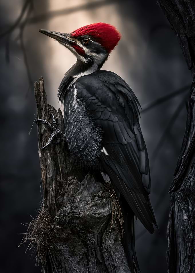 Pileated Woodpecker on a Tree Stump