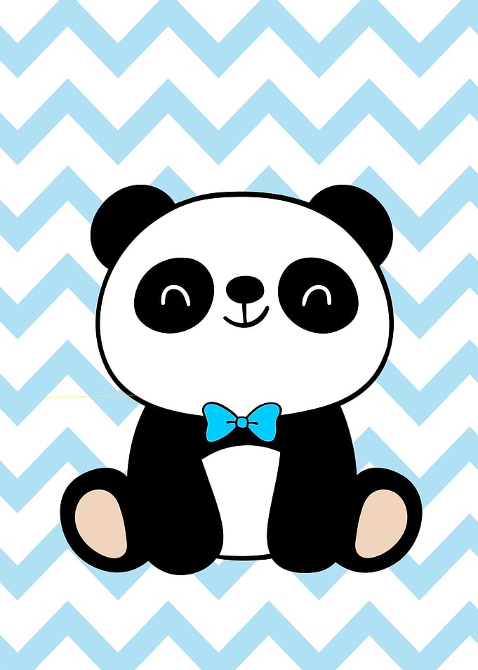 Cute Panda with Blue Bow Tie