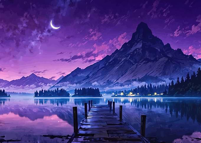 Serene Mountain Lake at Twilight