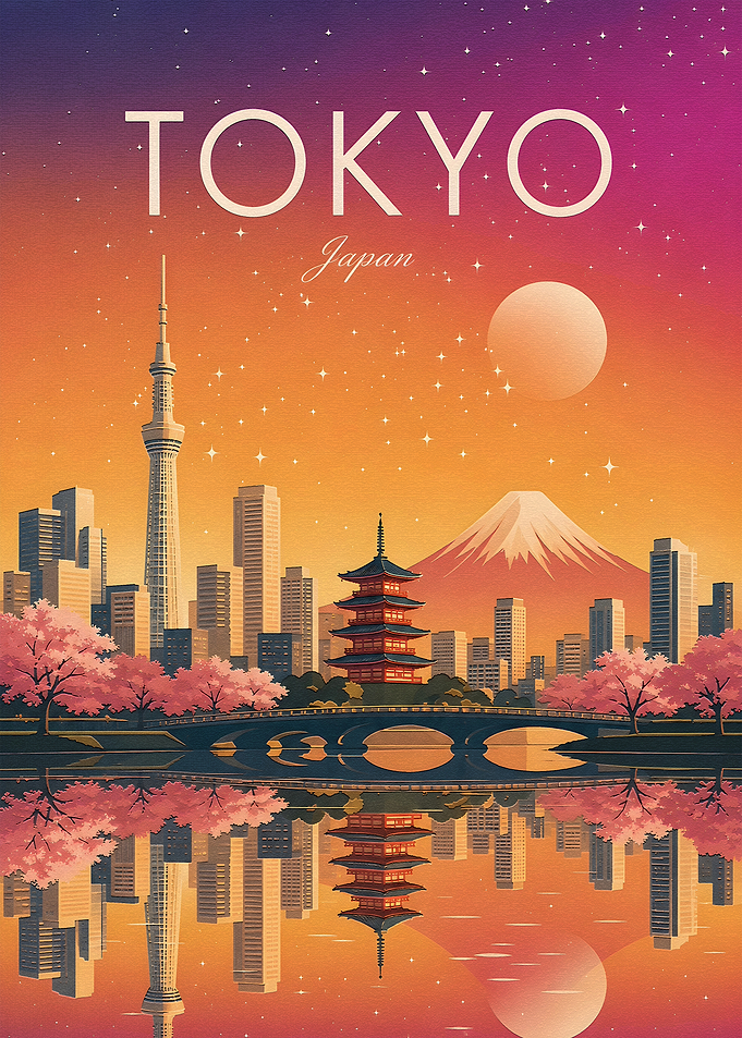 Tokyo Cityscape with Mount Fuji