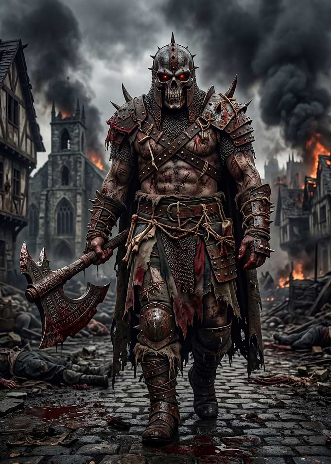 Undead Warrior in Burning City
