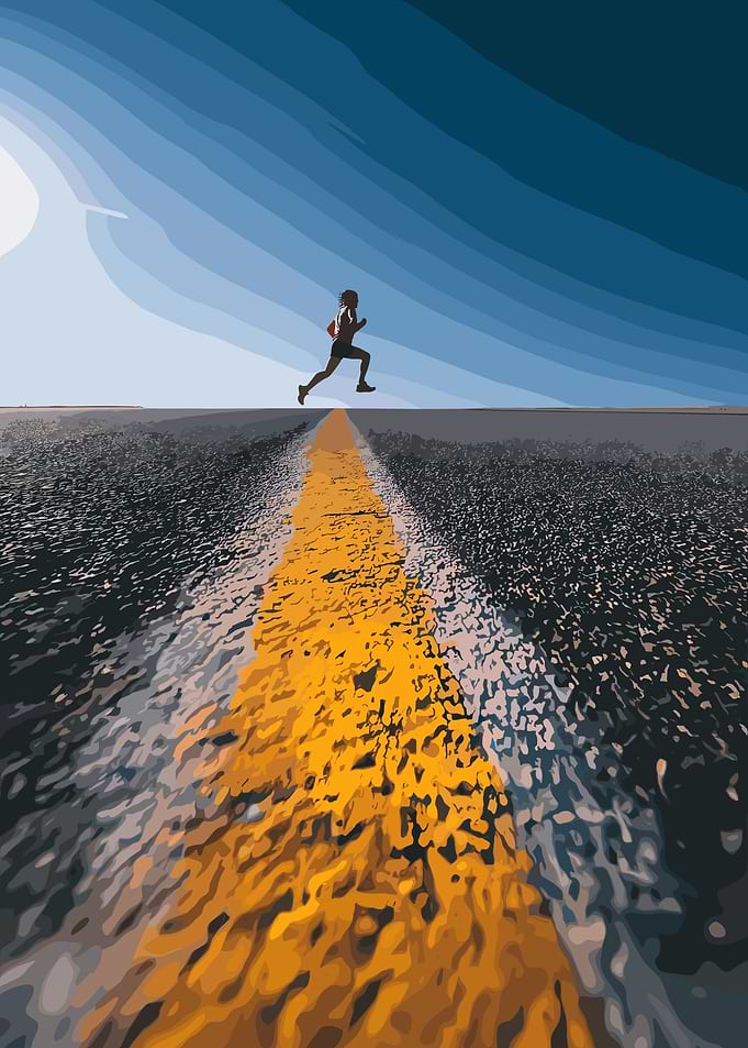 Runner on a Yellow Line