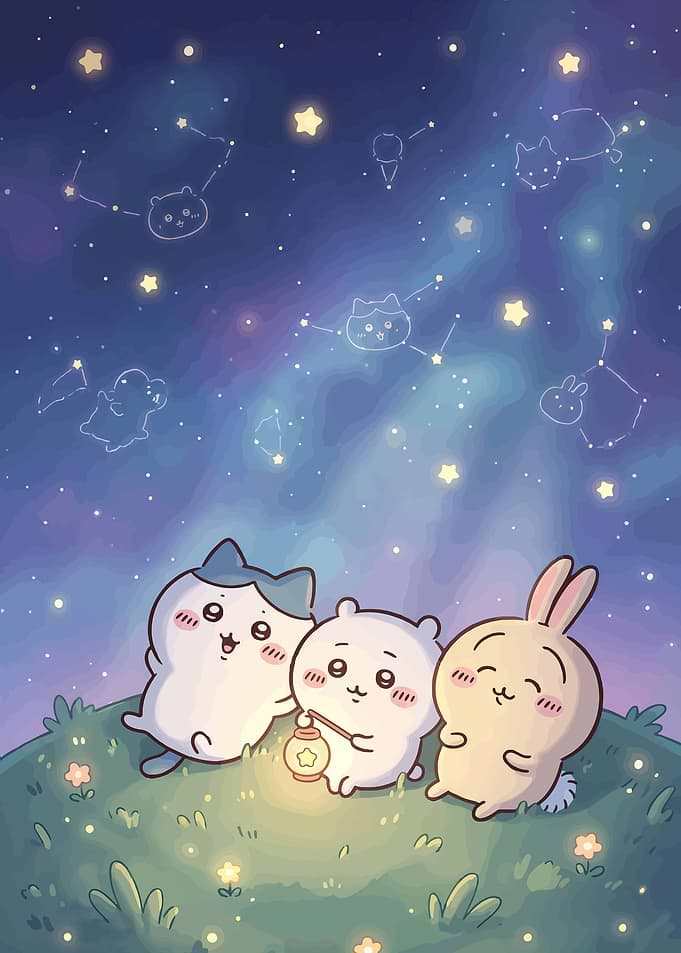 Cute animals stargazing with constellations