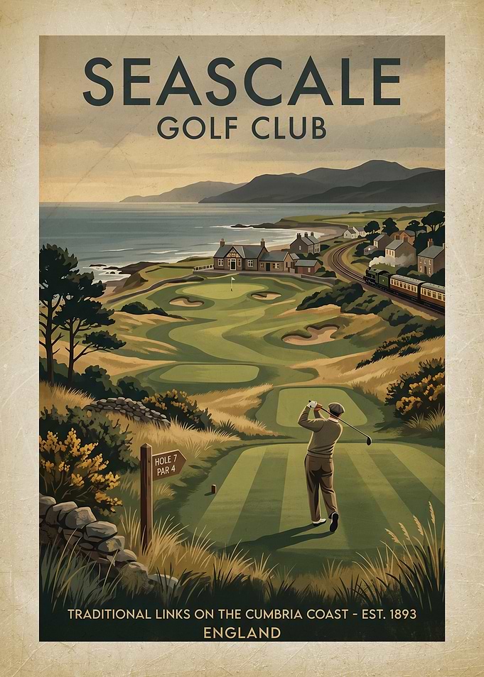 Seascale Golf Club Vintage Poster