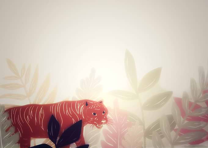 Red Tiger in Lush Foliage