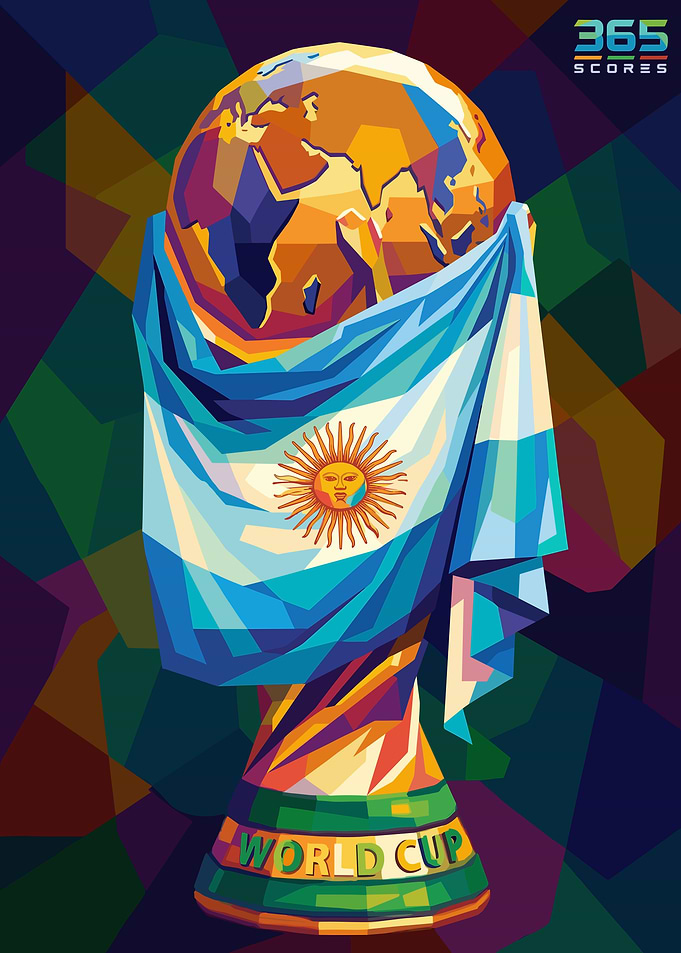 World Cup Trophy with Argentina Flag