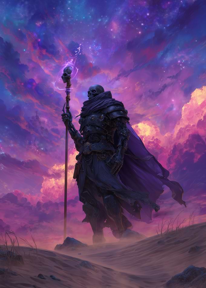 Skeleton Mage in Cosmic Sky