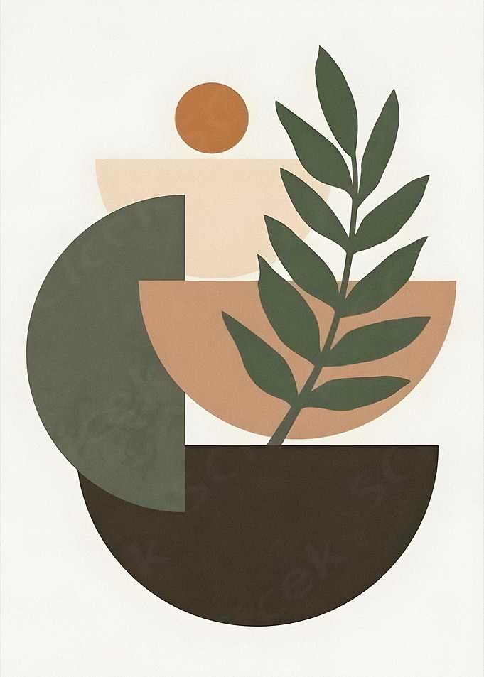 Abstract Geometric Plant Art