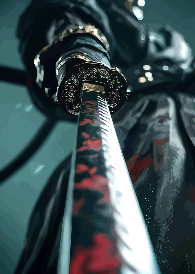 Samurai Sword with Red Accents