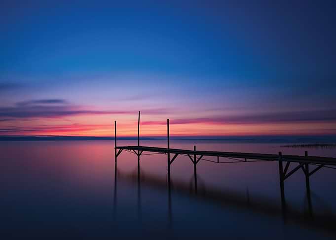Twilight Dock on Calm Water