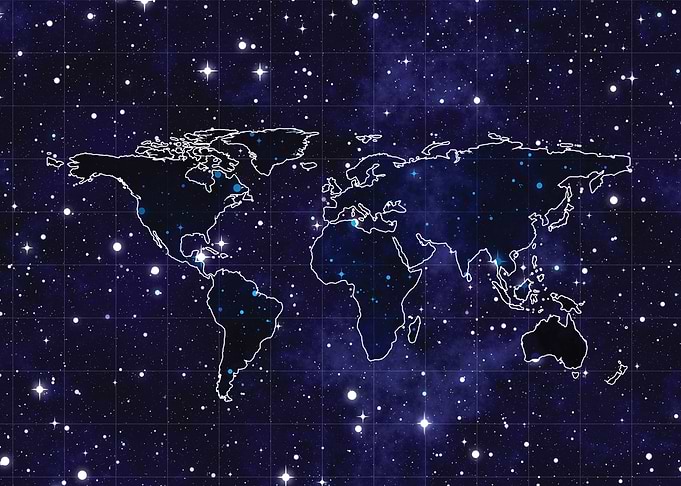World Map in Space