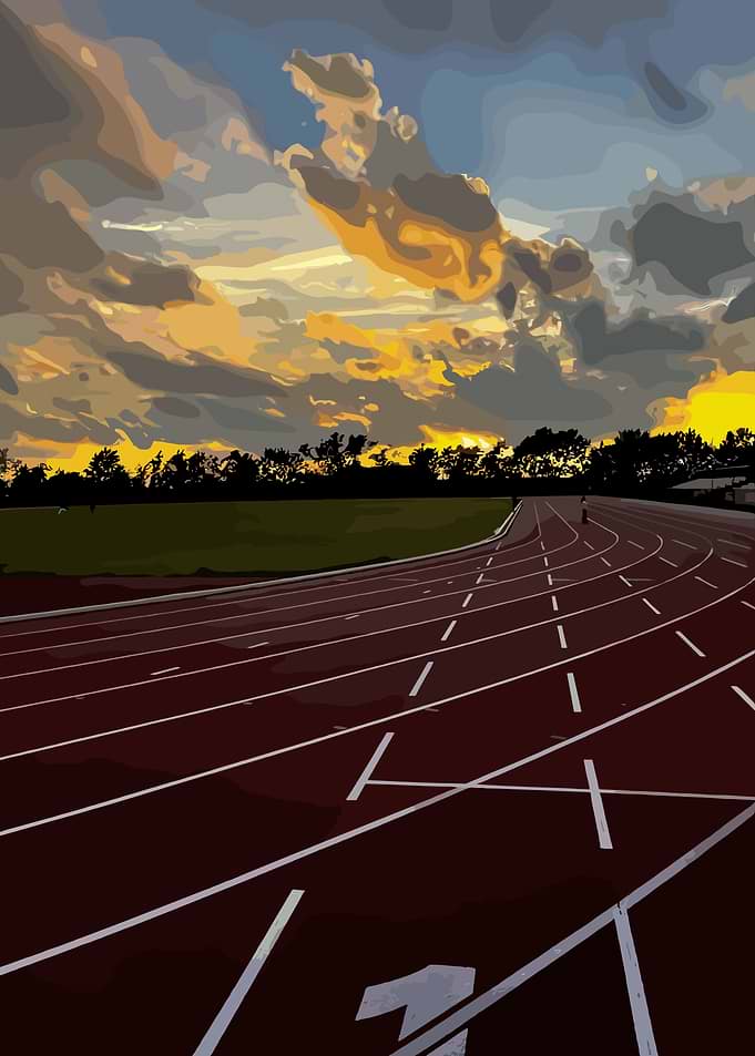 Running track at sunset
