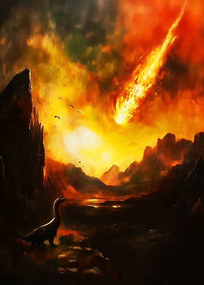 Dinosaur watches meteor impact