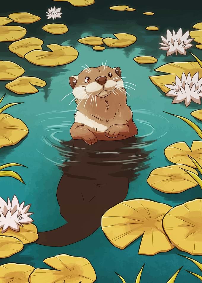 Cute Otter in a Pond