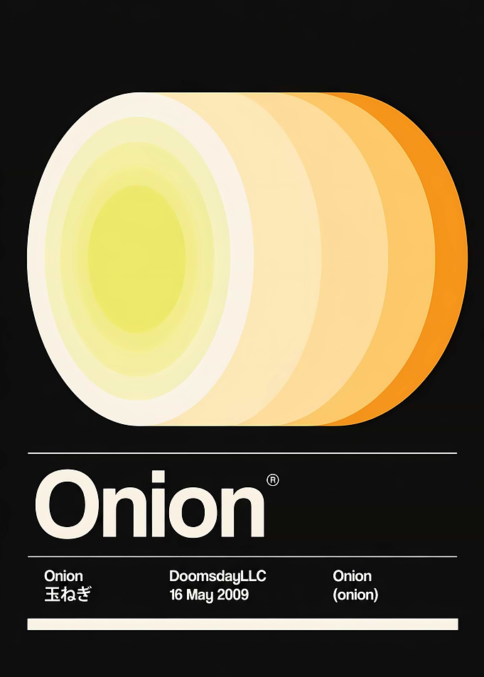 Onion graphic with text