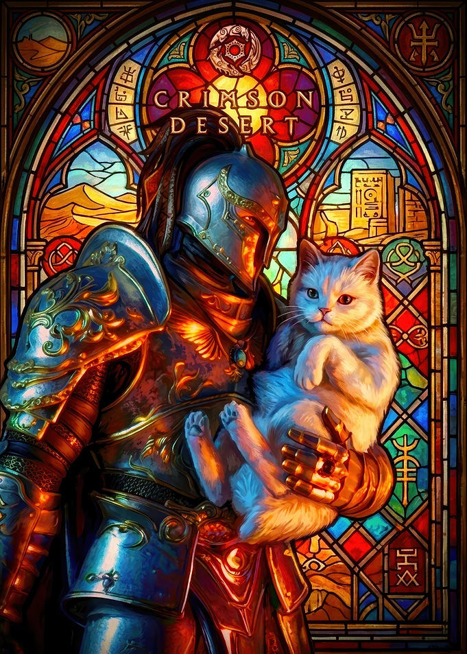 Crimson Desert Stained Glass Art