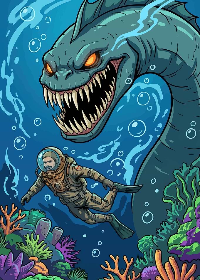 Scuba Diver Encounters Sea Monster