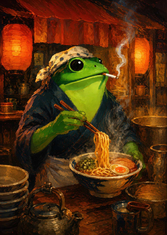Frog Chef Eating Ramen