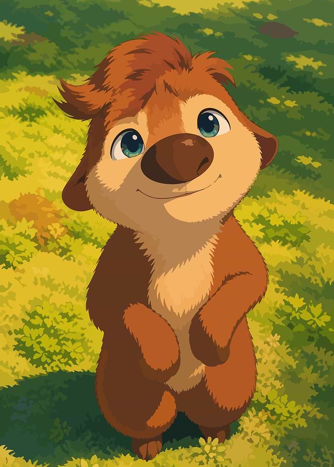 Cute cartoon animal in nature