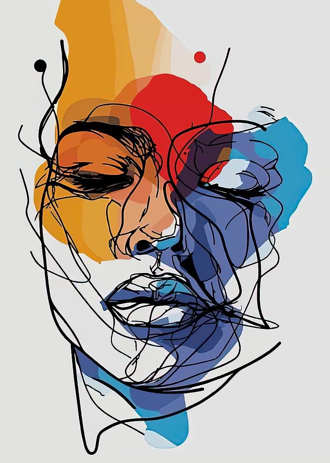Abstract Face with Bold Colors