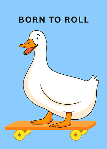 Goose on a skateboard