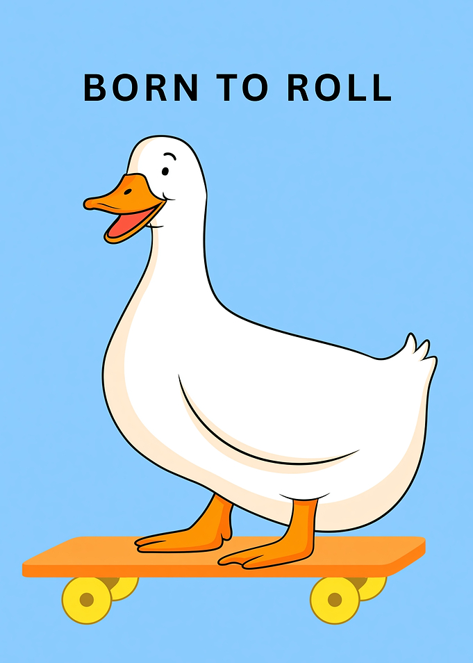 Goose on a skateboard