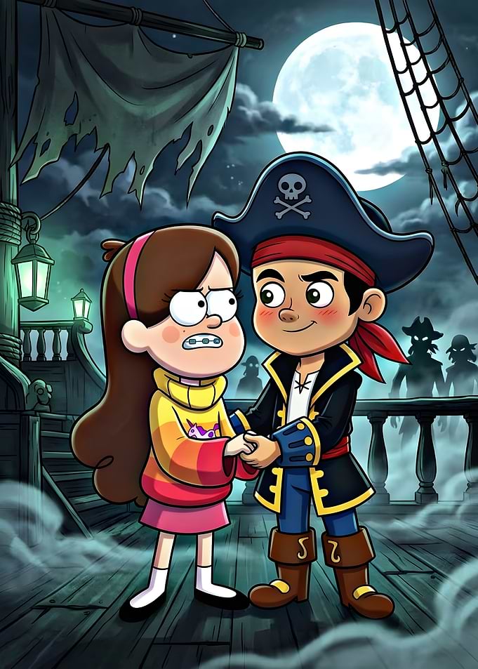 Mabel Pines and Jake Long as Pirates