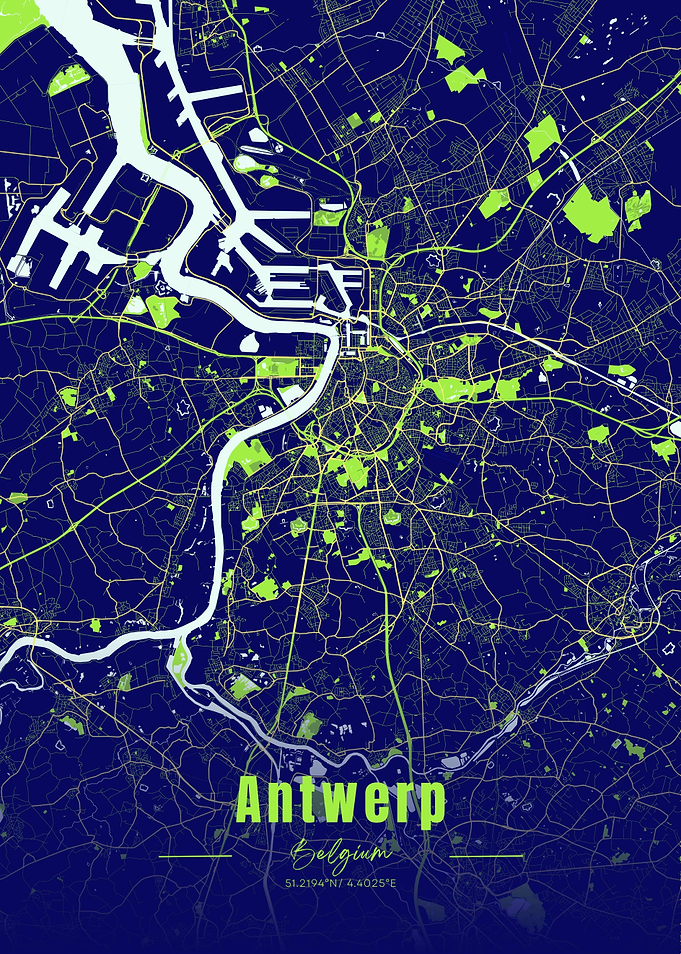 Antwerp Belgium Map Art