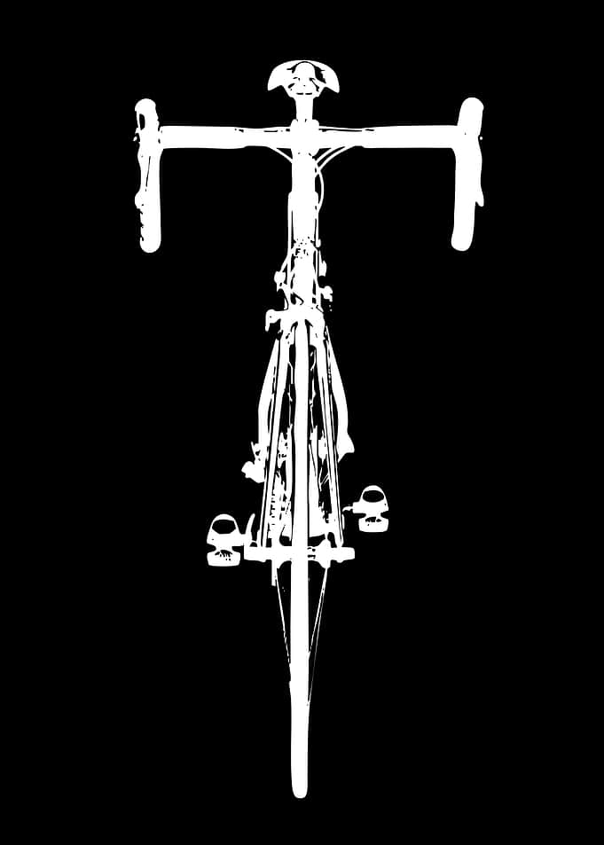 Top-down view of a white bicycle