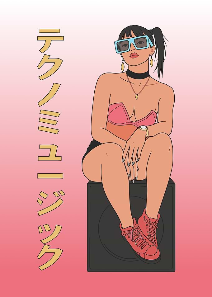 Techno Music Lover DJ Girl