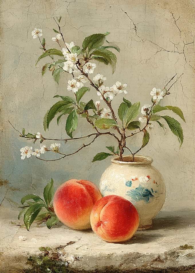 Still Life with Peaches and Blossoms