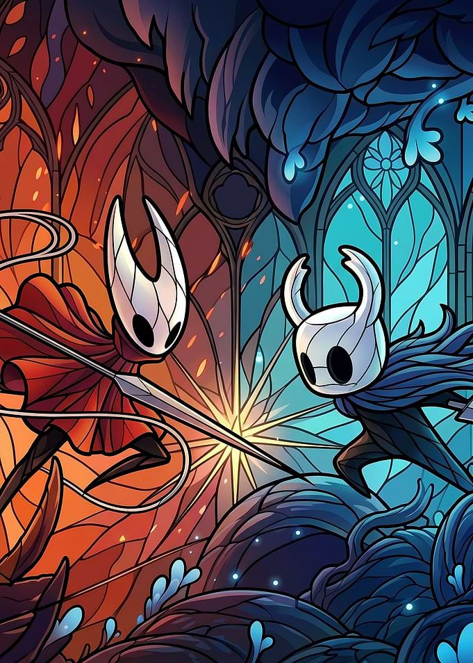 Hornet and Knight in stained glass style