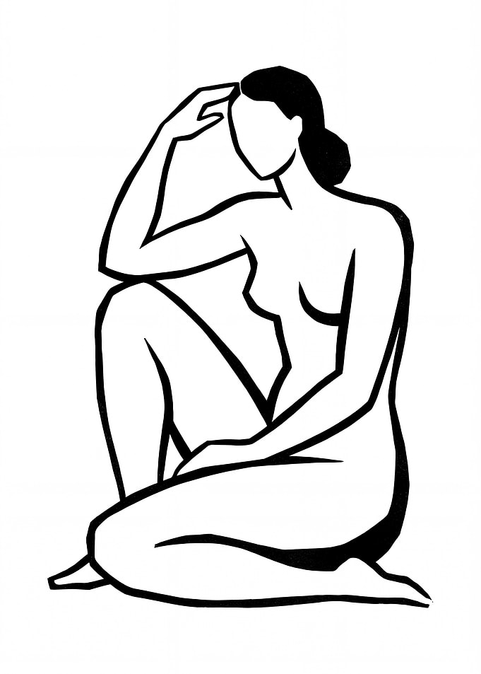 Minimalist Nude Woman Sitting