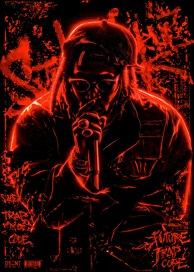 Rapper with Red Neon Outline